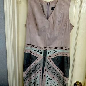 Marciano light suede dress. Sumptuous fabric for all seasons. Lined.